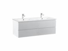 Meuble double vasque blanc 120cm + plan double vasque sorrento