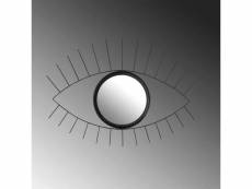 Miroir décoratif filamentis motif grand œil l75xh50cm métal noir