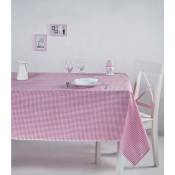 Nappe de table Bertier 170x170cm Coton Motif petits carreaux Rose et Blanc - Rose