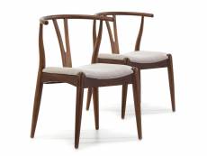 Pack 2 chaises rustic, couleur noyer, bois massif, 55 cm x 54,5 cm x 76 cm I20048