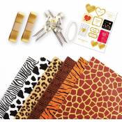 Papier d'emballage cadeau, motif animal léopard vache,