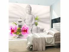 Papier peint intissé orient bouddha et orchidées taille 300 x 210 cm PD14286-300-210