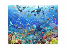 Papier peint walltastic animaux marins, orques, baleine, raie, dauphins corail 305x244cm