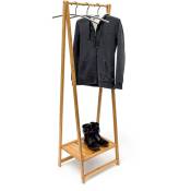 Portant à vêtements en bambou compartiment pour chaussures Penderie porte-manteaux HxlxP : 158,5 x 51,5 x 40,5 cm bois, nature - Relaxdays