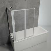 Schulte - Pare-baignoire d'angle pliant, sans percer, paroi - écran de baignoire pivotant à coller, verre 3 mm transparent, 2 volets pliants + 1
