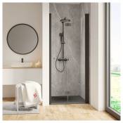 Schulte - Porte de douche pivotante-pliante, verre 6 mm, profilé noir, Garant 80 x 200 cm, ouverture vers la droite