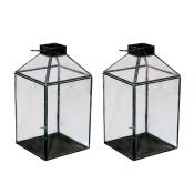 Set de 2 lanternes en verre et laiton