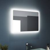 SONNI Miroir de salle de bain Éclairage Led Miroir de salle de bain avec éclairage Led blanc froid 60x40 cm vertical/horizontal, interrupteur mural,