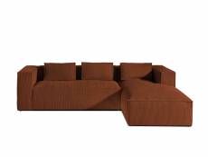 Stella - canapé d'angle - en velours côtelé - 4 places -style contemporain - droit - lisa design - terracotta