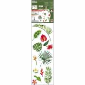 Sticker autocollant décoratif, photo de fleurs et feuilles tropicales, 68 cm x 24 cm - Multicouleur