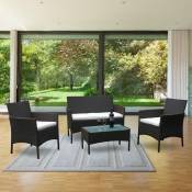 Swanew - Salon de jardin brun en imitation résine tressée Ensemble de 4 meubles de jardin en rotin
