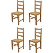 T M C S - Tommychairs - Set 4 chaises rustica pour cuisine, bar et salle à manger, robuste structure en bois de hêtre peindré en couleur chêne et