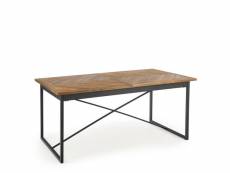 Table à manger 180-240 x 90cm avec plateau aspect chêne miel et structure en métal noir vesta 749
