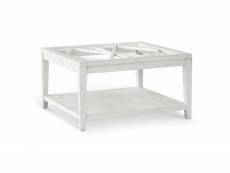 Table basse bois blanc 100x100x45cm - décoration d'autrefois