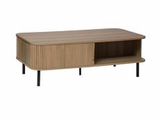 Table basse en acier / bois coloris beige - longueur 120 x profondeur 60 x hauteur 41 cm