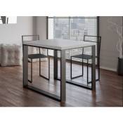 Table carrée extensible 90 à 180cm blanc et métal
