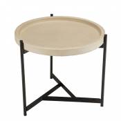 Table d'appoint 52x50cm plateau béton beige pieds métal noir