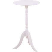 Table d'appoint / table basse / guéridon / bout de canapé, H-53cm, bois, blanc