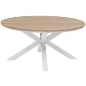 Table de jardin Oriengo acacia certifié fsc & blanc 4 places en aluminium traité époxy - Hespéride - Acacia / blanc