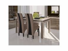 Table de salle à manger lina 180cm. Coloris cappuccino et blanc crème. Idéal pour votre salle à manger.