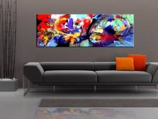 Tableau sur toile décoration murale image imprimée cadre en bois à suspendre immersion colorée 150x50 cm 11_0001817