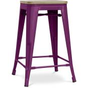 Tabouret de bar design industriel - bois et acier - 61cm - Stylix Violet - Bois, Acier - Violet