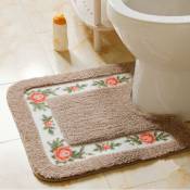 Tapis de contour de toilette antidérapant floral doux de luxe, tapis de salle de bain, tapis de sol de toilette en peluche douce en forme de u pour