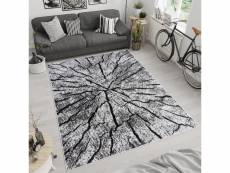 Tapiso luxury tapis moderne tronc d'arbre gris noir blanc fin 120 x 170 cm Q710A WHITE 1,20-1,70 LUXURY PP ESM