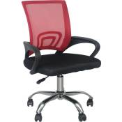 Thinia Home - Chaise de bureau classique à roulettes 95x65x52cm Noir et Rouge