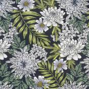 Tissu imprimé et fleuri - Vert Blanc - 3m