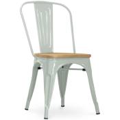 Tolix Style - Chaise de salle à manger - Design industriel - Acier et bois - Nouvelle édition - Stylix Vert pâle - Bois, Acier - Vert pâle