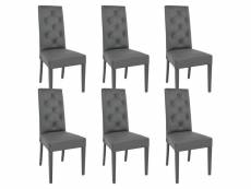 Trevi - lot de 6 chaises simili gris et pieds laqués