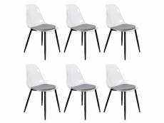 Trina - lot de 6 chaises transparentes et pieds métal