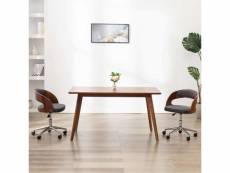 Vidaxl chaise pivotante de bureau gris bois courbé et tissu 3054846