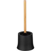 Wenko - Brosse wc Basic noir avec manche en bois bambou - Brosse wc Noire, Polypropylène - Bambou, ø 14x38 cm, noir - marron