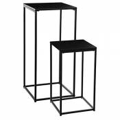Atmosphera Lot de 2 sellettes Tables d'appoint en métal - Style Industriel - Coloris Noir