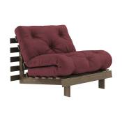 Canapé-lit en pin carob brown et tissu bordeaux 90 x 200 cm Roots - Karup Design