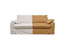 Canapé tissu blanc 3 places avec une housse supplémentaire