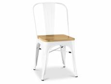 Chaise de salle à manger - design industriel - bois et acier - stylix blanc