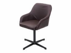 Chaise de salle à manger hwc-f82, fauteuil, pivotant, réglable en hauteur ~ similicuir marron, pied noir