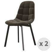 Chaise en Velours Gris Taupe et métal noir (x2)