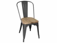 Chaises en acier avec assise en bois gris métallisé