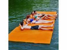 Costway tapis flottant de piscine 355 x 183 cm, matelas flottant d’eau 4-6 personnes 3 couches mousse xpe résistant avec dispositif d’amarrage et sang