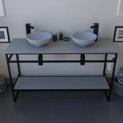Cuisibane - Meuble salle de bain 140 cm avec deux vasques à poser structura- Gris - Gris