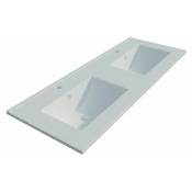 Cuisibane - Plan double vasque en céramique ceratop - 120 cm - Blanc