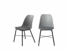Curvi - lot de 2 chaises en plastique et métal - couleur - gris