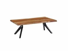 Finebuy basse finebuy 115x37x64 cm bois d'acacia massif / bord d'arbre en métal | table basse d'angle design | table de salle industrielle marron | ta
