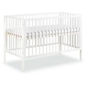 Frank Lit bébé sommier réglable et barreaux amovibles Blanc 120x60 cm