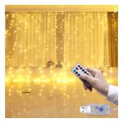 Guirlande Lumineuse Rideau,Avec crochet Rideau Lumineux USB 300 LED 3m×3m 8 Modes d'Eclairage,Decoration de