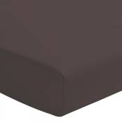 Home Linge Passion - Drap housse uni 100% coton - Bonnet 30cm - Chocolat - 90x200 cm - Chocolat